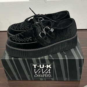 T.U.K. Viva Creepers Black Velvet Shoes